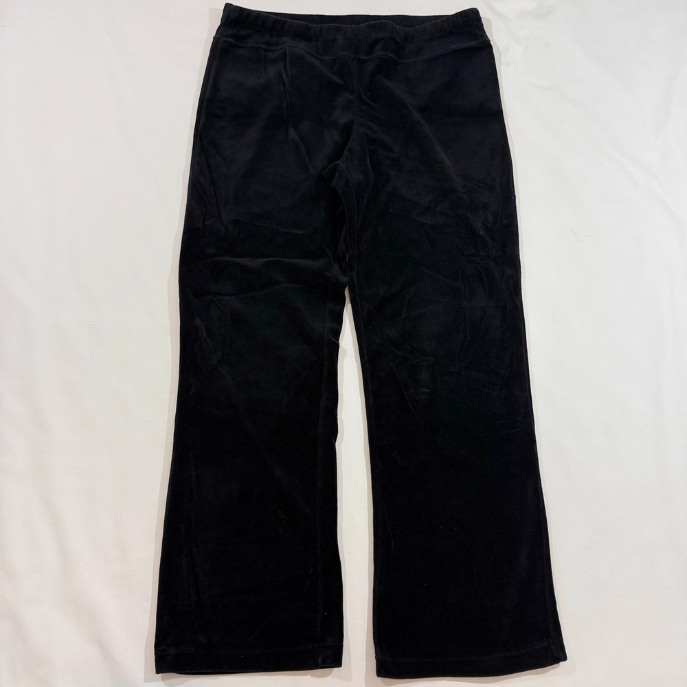 Neiman Marcus Velour Lounge Pants Women Large Black Good Wide Leg Cotton Blend